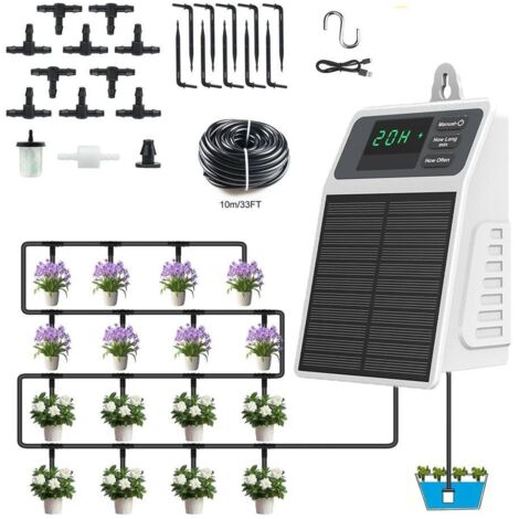 Kit d'irrigation goutte à goutte automatique à énergie solaire,système d'arrosage des plantes,minuterie intelligente,adapté aux jardins et aux serres