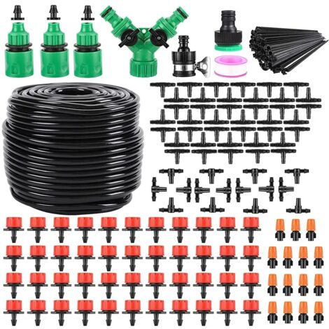 Kit d'irrigation goutte à goutte automatique de 50 m avec goutteurs réglables et tuyau - Outils de brumisation pour jardin extérieur