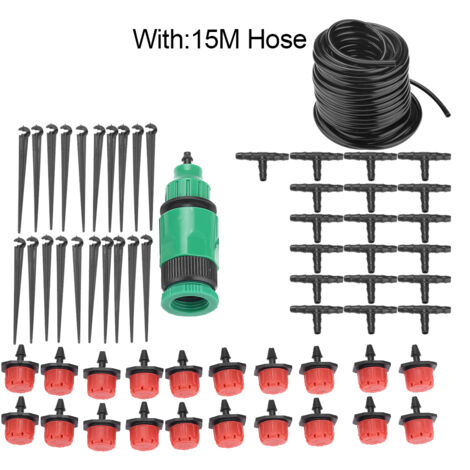Kit d'Irrigation Goutte à Goutte pour Serre Jardin avec Tuyau Arroseur et Buse (15m)