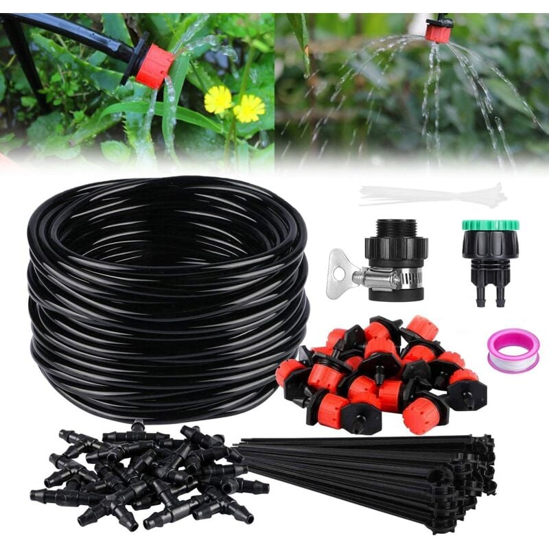 Kit d'irrigation goutte à goutte, système d'irrigation automatique diy avec micro-asperseur et tuyau de 15 m pour jardin serre potager pelouse - 1pc