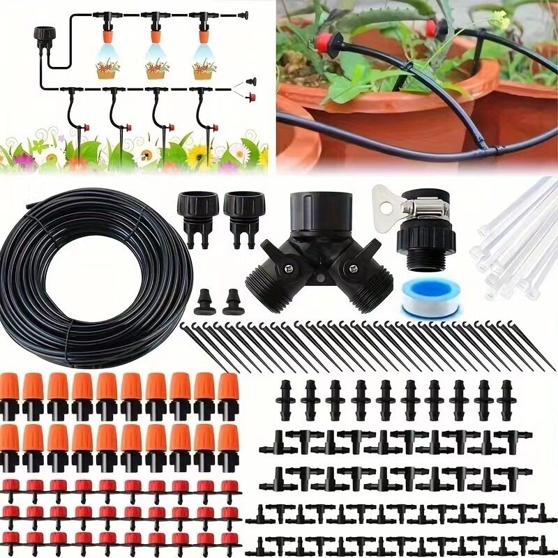 Kit d'irrigation goutte à goutte, tuyau distributeur 1/4 po, économiseur d'eau, système automatique pour jardin, Systèmes d'arrosage, arrosage goutte