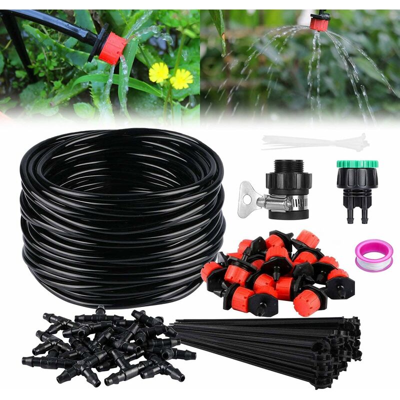 Moonstars - Kit d'irrigation goutte à goutte, système d'irrigation automatique diy avec micro-asperseur et tuyau de 15 m pour jardin serre potager