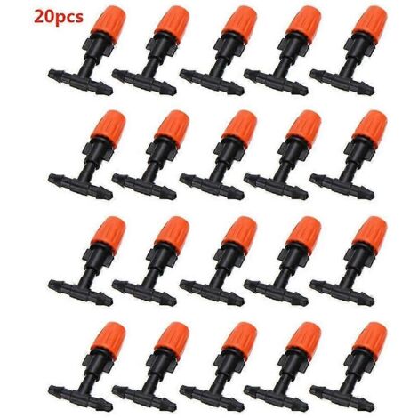 Kit d'irrigation par micro-aspersion 20 pièces, goutteur à débit réglable, tête d'arrosage pour jardin, avec t-shirt