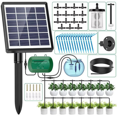 Kit d'irrigation Solaire Intelligent – Système d'arrosage automatique chronométré 6V 2W avec batterie 1800mAh pour plantes en pot