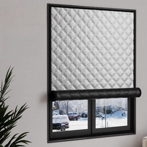 GABRIELLE Kit D'Isolation de Fenêtre 120 x 120 cm Coupe-Vent et Insonorisant, Isolant Thermique Rideaux Isolant Hivernage Pas Besoin de Percer , Gris