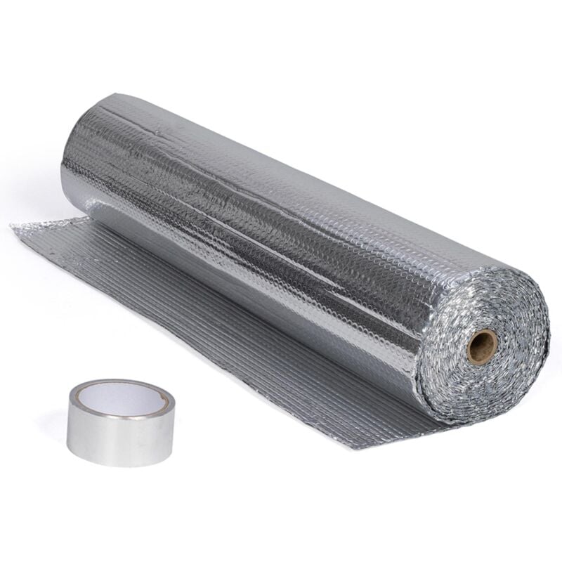 Kit d'isolation thermique à bulles 10m² double face aluminium pour multi surfaces + adhésif