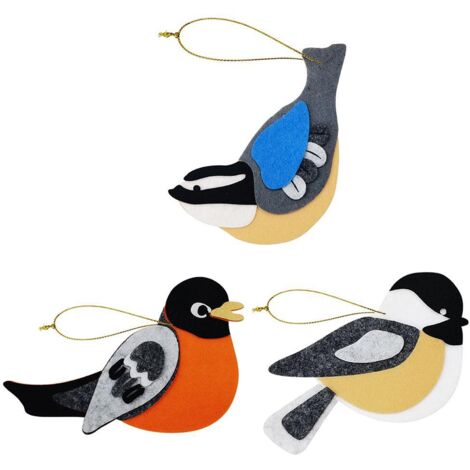 Kit DIY 3 Pièces Pendentif Oiseau en Feutrine Miniature - Cadeau Fait Main Créatif pour Maison
