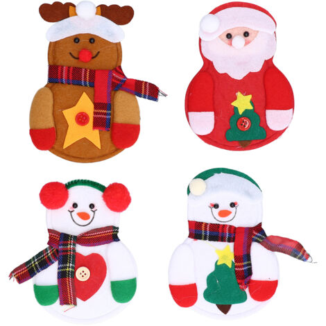 Kit DIY 8 pièces en feutrine de Noël pour décorations de sapin, chaussettes et cheminée - Bonhomme de neige délicat