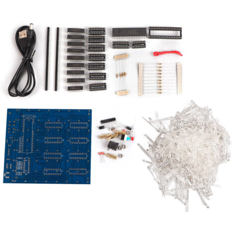 Kit DIY Cube Lumineux 3D 8x8 LEDs Blanc Rayon Bleu Éclairage Créatif