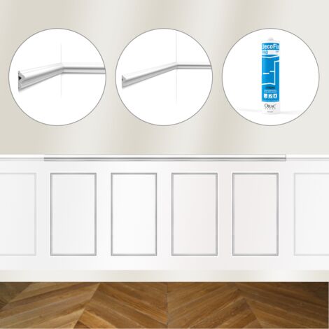 Kit DIY Encadrement - Cimaise 200 cm PX175 + 4 cadres PX201 + colle - Soubassement Orac
