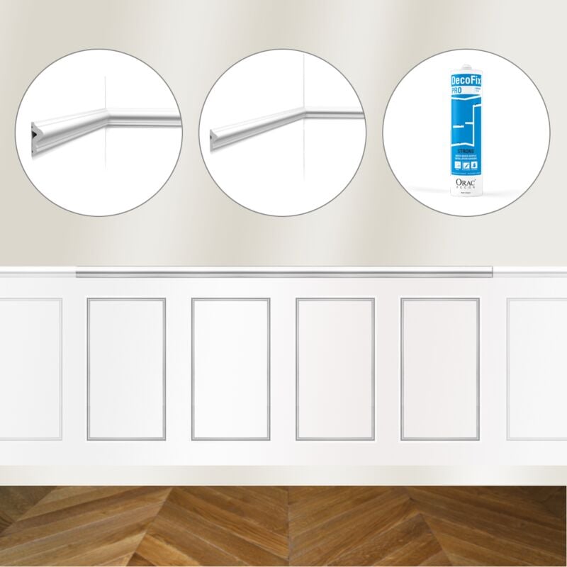 Kit diy Encadrement Cimaise PX175 + 4 cadres PX201 + colle - Soubassement Orac