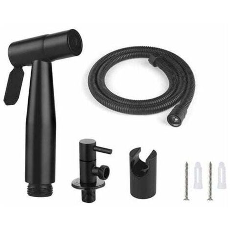 Kit doccetta WC, flessibile da 1,5 mt e supporto, adattatori G1/2 neri