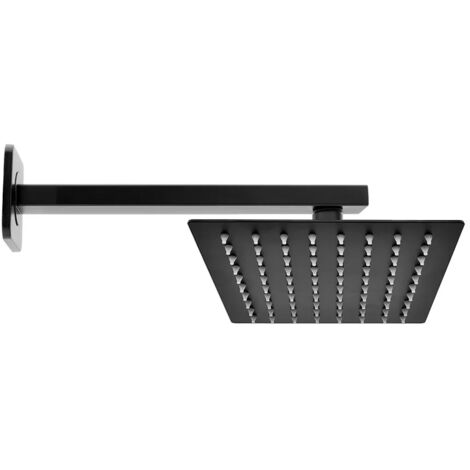 Kit doccia braccio 30 cm e soffione rettangolare 30x20 cm nero opaco