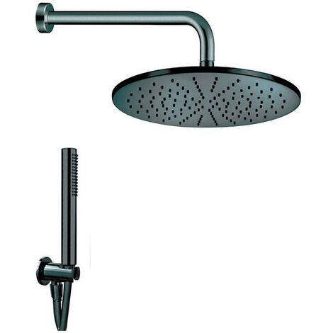 KIt Doccia Class Tondo in Ottone Nero Opaco Composto da Braccio Doccia + Soffione 200x200 mm
