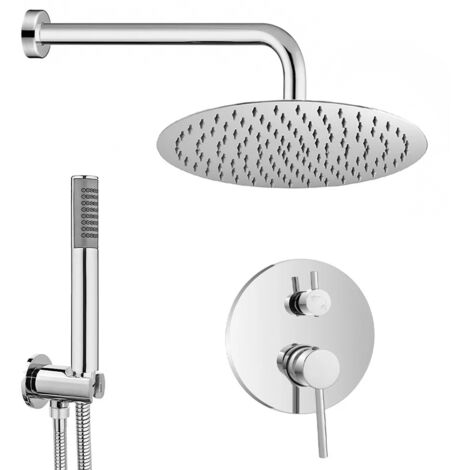 Kit doccia completo con miscelatore York con braccio 35 e soffione 20 cromo