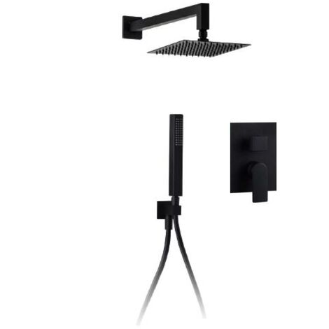 Kit Doccia Completo Quadro Nero Con Deviatore Ceramico - Misura Soffione 20 cm