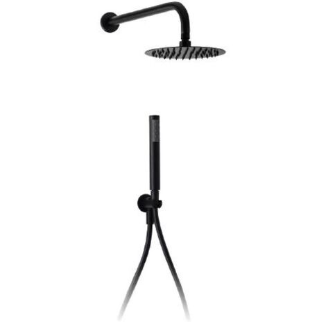 Kit Doccia Completo Tondo Nero - Misura Soffione 25 cm