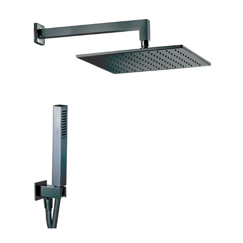 Damast - Set doccia Estro quadro nero in ottone 3030 cm