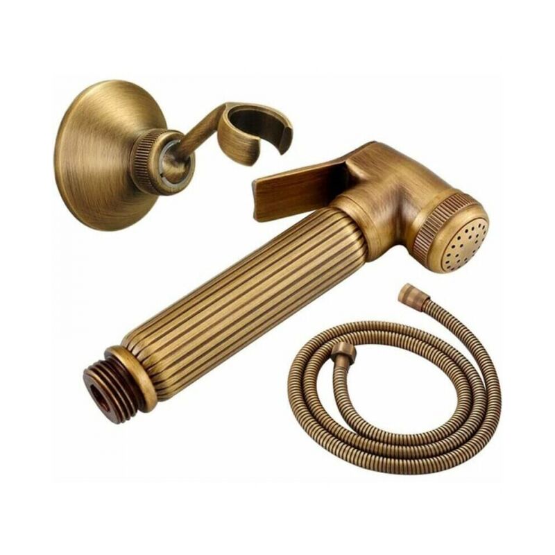 Image of Kit doccia per wc, spruzzatore per bidet Spruzzatore per bidet portatile in ottone Spray per bidet per wc montato a parete con tubo flessibile e