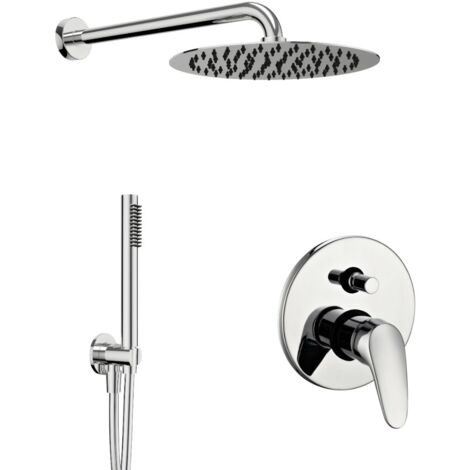 Kit doccia tondo completo di soffione doccetta e miscelatore con deviatore delfino