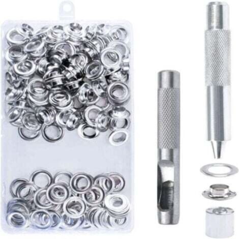 Kit d’œillets 10 mm – 100 pièces avec outils (3 pièces) pour bâches, chaussures, vêtements et tentes – facile à utiliser