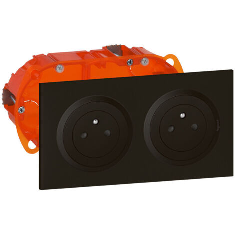 Kit double prise de courant 2P+T Surface dooxie 16A précâblées finition noir - Legrand