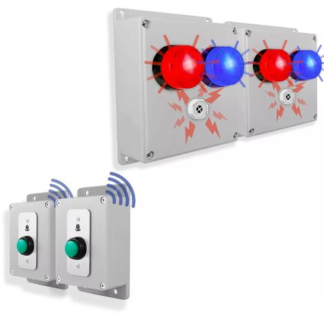 Kit double sonnette sans-fil sirène + 2 flashs - Multi accès Haute-résistance 800m 2 boutons pro autonomes (PROTECT 800)