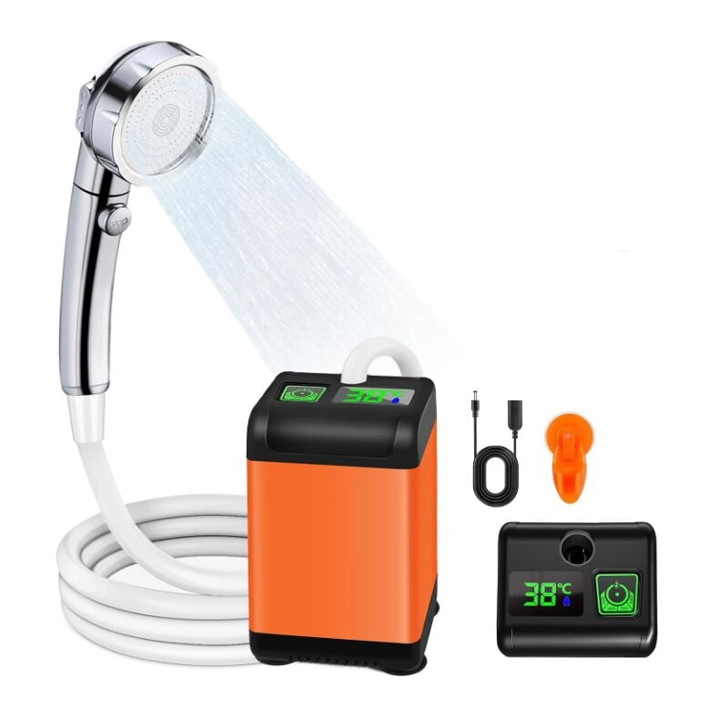 Kit Douche de Camping, Camping Douche Portable, 6000mAh Pompe de Douche Électrique Rechargeable avec Intelligent de Température et Pression d'eau