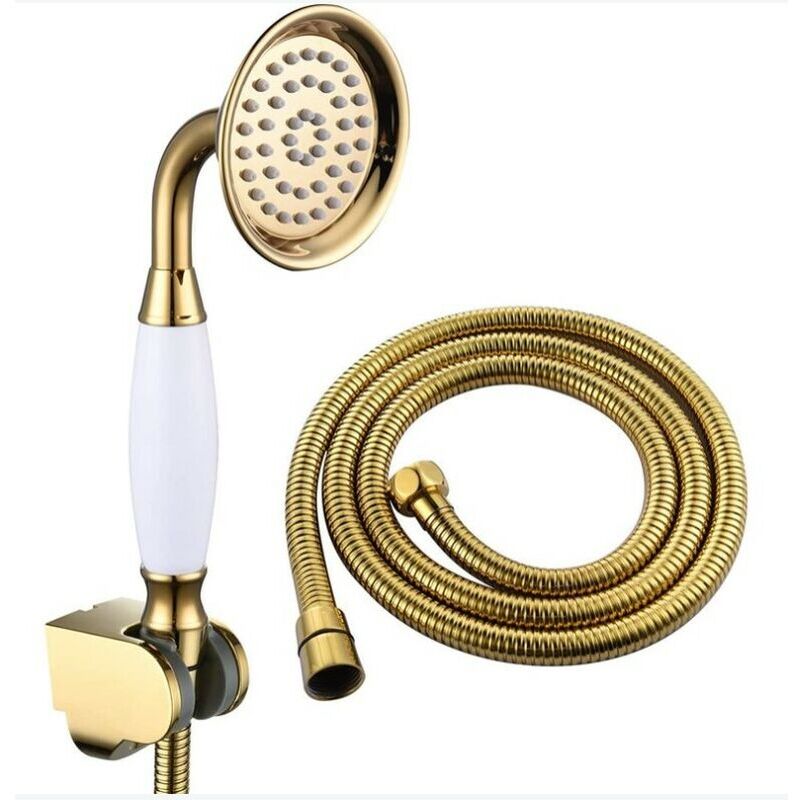 Kit Douche Laiton avec Flexible Tuyau 1.5M - Ensemble de Douche Or