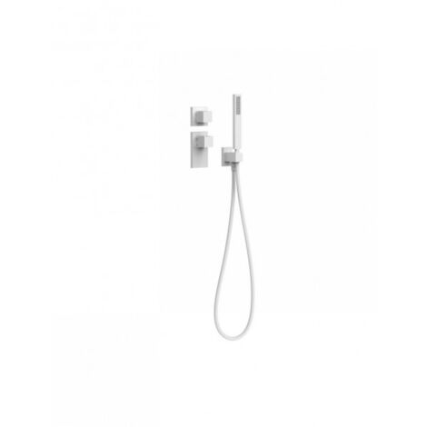 Kit douche thermostatique à encastrer Blanc Mat BLOCK SYSTEM - TRES - 20625191BM