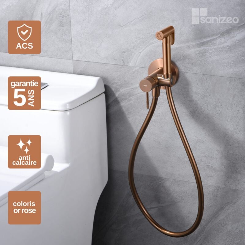 Imex Products - Kit Douchette anti-calcaire hygiénique encastrée wc ou Bidet Salle de Bain Or Rose imex line RDD038/ORC