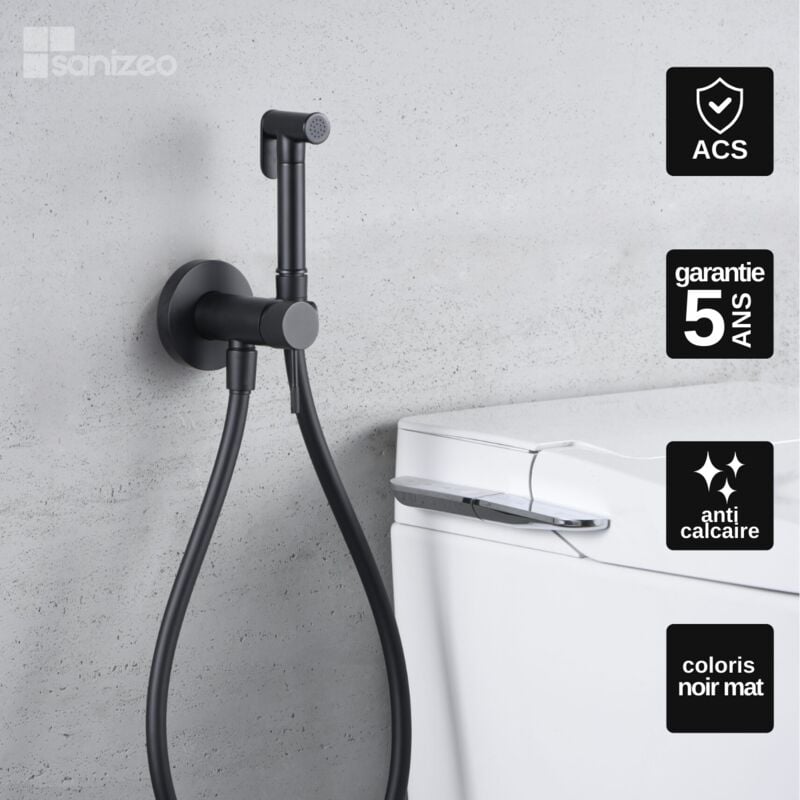 Imex Products - Kit Douchette anti-calcaire hygiénique encastrée wc ou Bidet Salle de Bain Noir Mat imex line RDD038/NG