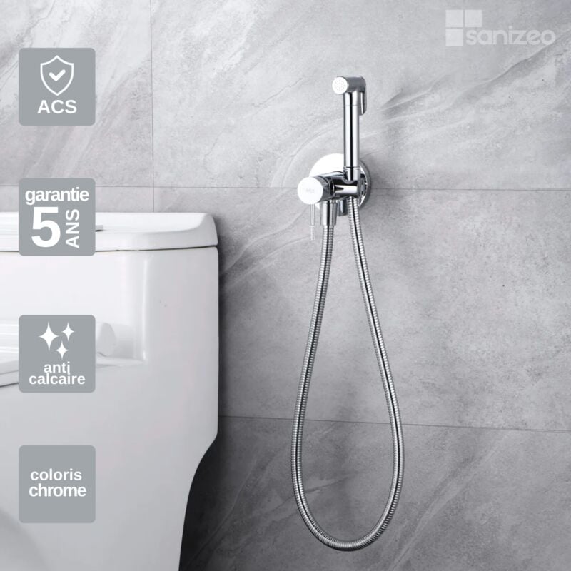 Imex Products - Kit Douchette anti-calcaire hygiénique encastrée wc ou Bidet Salle de Bain Chrome imex line RDD038