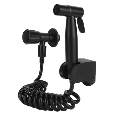 Kit douchette bidet avec filetage G1/2 en acier inoxydable – Pour WC et salle de bain – Noir (Style B)