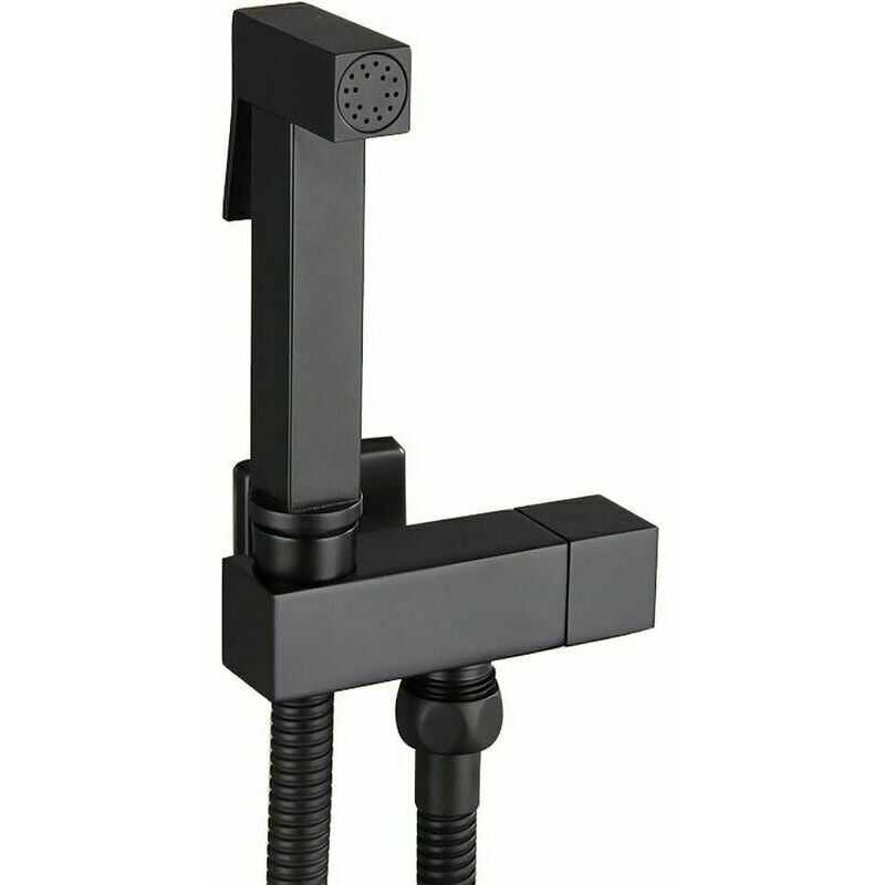 Kit Douchette wc en Laiton Noir - Pulvérisateur de Bidet à Main avec Support Mural - Hygiène Personnelle - Modèle G1/2.