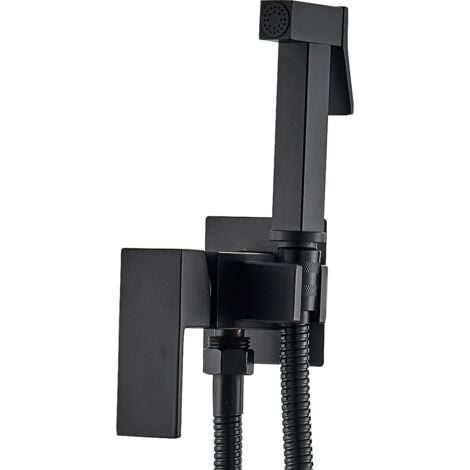 ONYZPILY Kit Douchette WC Encastré Douchette Toilette WC Mural avec Flexible 1.5m Tuyau Noir