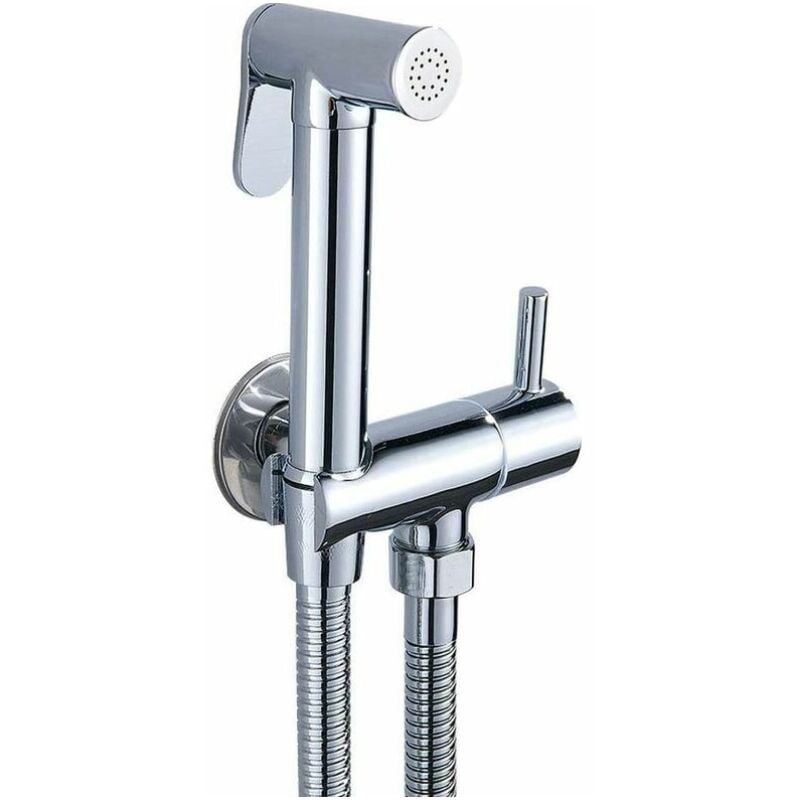 Kit Douchette wc Mitigeur, Thermostatique Douchette à Main en lation Chrome Anti-brûlure Toilette, Bidet Spray Set Inverseur de Douche