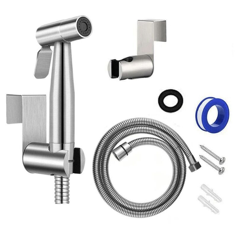 Kit Douchette wc Mitigeur Thermostatique Douchette avec Pulvérisateur à Main pour L'hygiène Intime Anti-brûlure en Laiton Chromé Toilette Bidet Spray