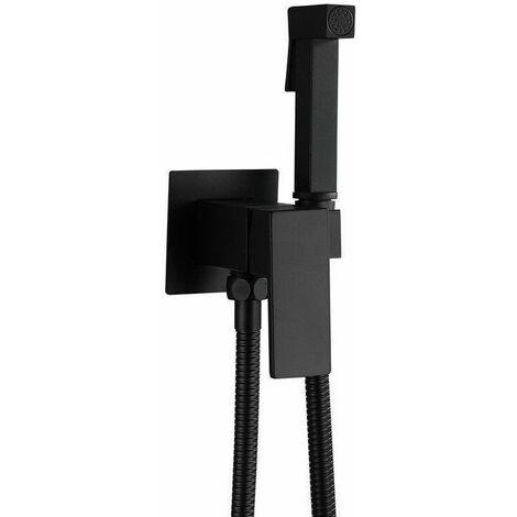 --Kit Douchette WC Noir, Laiton Douchette Toilette WC Mural Pulvérisateur de Bidet Eau Froide et Eau Chaude Toilette Bidet Spray avec 1.5m Tuyau