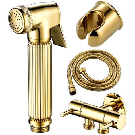 Kit Douchette WC pour Toilette, Bidet Pulvérisateur en Laiton Pulvérisateur de Bidet à Main Mural Toilette Bidet Spray avec Tuyau et Support pour Salle de Bain,Antique