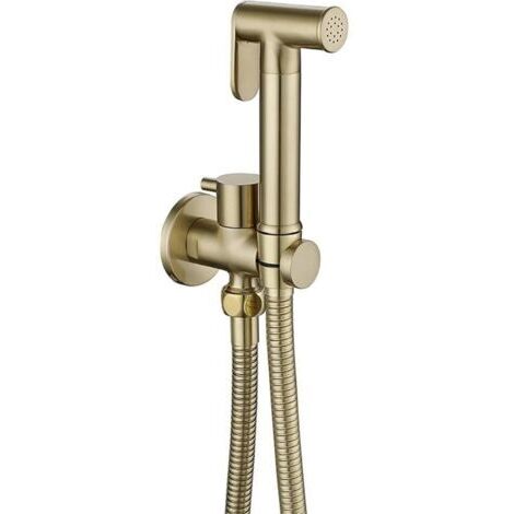 Kit Douchette wc Pulvérisateur de Toilette pour Bidet Mural Laiton Douchette à Main Bidet Haute Pression Kit de Pulvérisateur de Bidet à Main pour l'hygiène Personnelle (Brushed Gold)