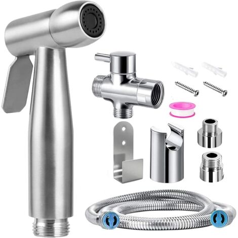 Kit Douchette Wc Toilettes Bidet HygiéNique - Kit Douchette Wc avec Vanne 3 Voies (1/2"-3/8") - Douchette pour L'HygièNe Intime