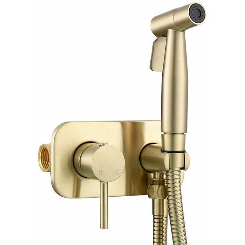 Kit Douchette WC，Toilette Bidet Spray, Bidet Pulvérisateur de Douche Kit en Laiton Kit Mitigeur Douchette à Main Mural or thsinde