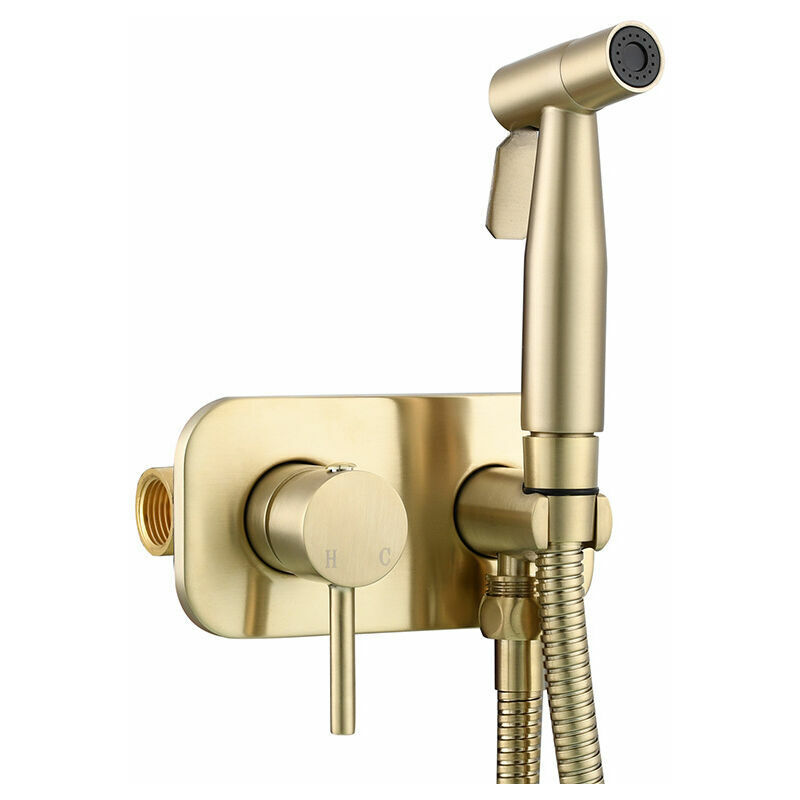 Kit Douchette WC,Toilette Bidet Spray, Bidet Pulvérisateur de Douche Kit en Laiton Kit Mitigeur Douchette à Main Mural or