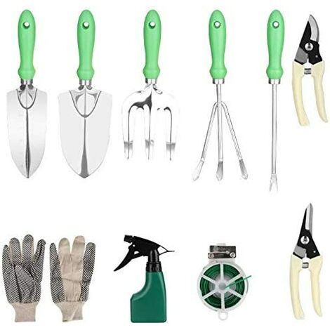 kit d'outil de Jardinage, Ensemble d'outils multifonctionnels pour Pelle de Jardin et râteau, Outil de Plantation paysager (10 pcs)