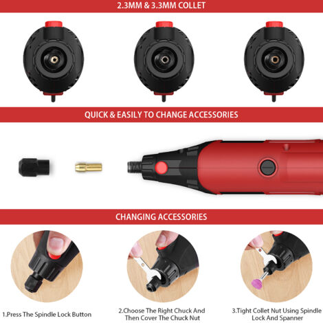 Kit d'outil rotatif AC Meuleuse électrique 6 vitesses variables 8000-35000 tr/min 170 W pour le polissage, la sculpture et le façonnage avec coffret de transport