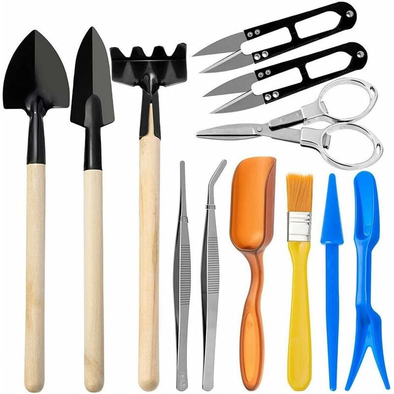 Shining House - Kit d'outils, 12 pcs Mini outils de plantation de jardin Ensemble d'outils à main de transplantation succulente Outils de bonsaï pour