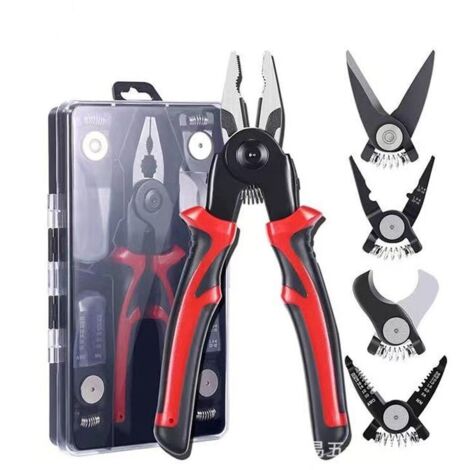 Kit d'outils 5 en 1 - Polyvalent et robuste - Pince multifonction avec poignée en PVC pour réparation générale de boîtes à outils à main dans la maison-1 pièce