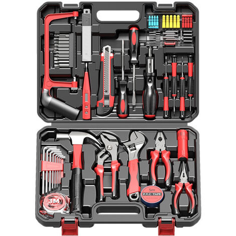 Kit d'Outils à Main 101 Pièces, Outils de Bricolage & Réparation Électrique Multifonctionnels, Tournevis Clés à Molette en Alliage Premium, Trousse Complète pour Maison Électricien-KINZON