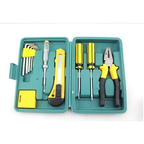 Kit d'outils à main ménager durable 11 pièces ensemble d'outils pour la maison kits d'outils de réparation généraux pour bricolage maison Garage et atelier avec boîte à outils